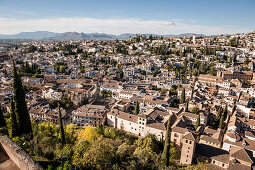 View to Granada, Alhambra, Granada, Andalusia, Spain, Europe