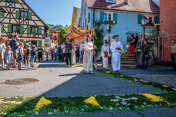 Fronleichnam Prozession, Blumenteppich, Sipplingen, Überlinger See, Bodensee, Baden-Württemberg, Deutschland, Europa