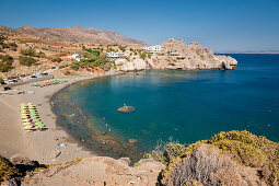 Beach and coastal landscape, Sandy Hill Beach, Agios Pavlos, Crete, Greece, Europe