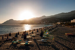 Evening on the beach at sunset, Plakias, Crete, Greece, Europe