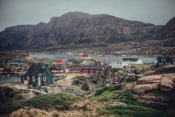 View over Sisimiut, greenland, arctic.