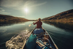 Rowing boat in greenland, greenland, arctic.