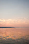 Lonely Yacht at the Sunset at the Ammersee lake