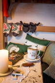 cup of tea, wooden room, traditional decoration, winterly interior, warmness, the Alps, South Tyrol, Trentino, Alto Adige, Italy, Europe