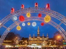 Christmas Market in front of the town hall, town hall park, 1. District of the inner city, Vienna, Austria