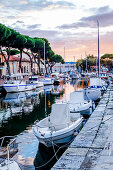 Canale Burlamacco at the sunset in the port of Viareggio, Tuscany, italy