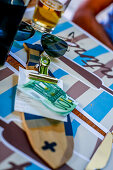 Die Rechnung in 'Micky's Restaurant' in  Monterosso al Mare, Cinque Terre, Ligurien, Italien, Europain Monterosso al Mare, Cinque Terre, Ligurien, Italien, Europa