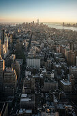 ONE World Trade Center, Flatiron Building, Freiheitsstatue, Blick von Aussichtsplattform des Empire State Building, Manhattan, New York City, Vereinigte Staaten von Amerika, USA, Nordamerika