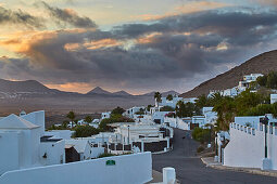 View from the museum Lagomar at Nazaret (Teguise) and the direction of Tao and the surrounding volcanoes, Nazaret (Teguise), Atlantic Ocean, Lanzarote, Canary Islands, Islas Canarias, Spain, Europe