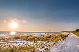 Sonnenuntergang am Strand, Vitte, Insel Hiddensee, Mecklenburg-Vorpommern, Deutschland