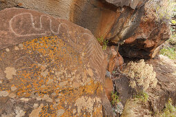 Petroglyphen, Barranquillo del Calvario, Kunst der Ureinwohner, bei Santo Domingo de Garafia, UNESCO Biosphärenreservat, La Palma, Kanarische Inseln, Spanien, Europa
