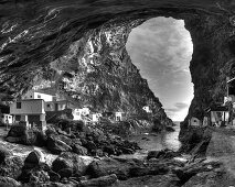 Poris de Candelaria, Cueva de Candelaria, pirates cave, steep coast near Tijarafe, Atlantic, UNESCO Biosphere Reserve, La Palma, Canary Islands, Spain, Europe