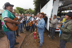 Volksmusik-Gruppe, Viehmesse in San Antonio del Monte, Region Garafia, UNESCO Biosphärenreservat,  La Palma, Kanarische Inseln, Spanien, Europa