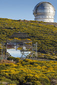 Telescopio Magic, (links), Cherenkov-Teleskop, Observatorio del Roque de los Muchachos, Astrophysisches Observatorium, Teleskop, UNESCO Biosphärenreservat, La Palma, Kanarische Inseln, Spanien, Europa