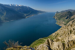 View towards lake Garda and Garda Mountains, lake Garda, Garda Mountains, Trentino, Italy