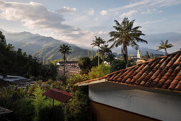 view across red tiled roofs at Salento, UNESCO World Heritage Coffee Triangle, Departmento Quindio, Colombia, Southamerica