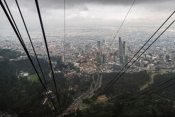 view from cable car at downtown with skyscapers, capital Bogota, Departmento Cundinamarca, Colombia, Southamerica