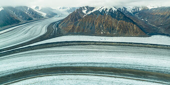 Aerial view of the Kaskawulsh-glacier, Kluane National Parc, Yukon Territories, Canada