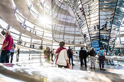 Visitors, glass dome, Reichstag, Bundestag, Berlin, Germany