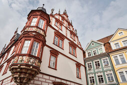 historische Gebäude am Marktplatz von Coburg, Oberfranken, Bayern, Deutschland