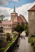 view at histroic town centre and Michaelis church in Bautzn, Saxony, Germany