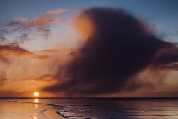 wadden sea, sunrise, cloud, cumulonimbus, Jadebusen, North Sea, Wilhelmshaven, Lower Saxony, Germany, Europe