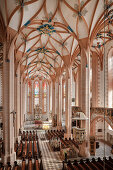 Central nave with cross-vault in Sankt Annenkirche, UNESCO World Heritage Montanregion Erzgebirge, Annaberg, Saxony