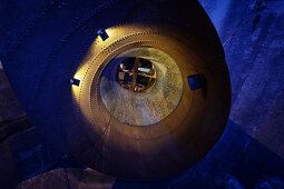 Turbine chamber in the power plant Langweid (Lechmuseum Bayern), UNESCO world heritage historical water management, Augsburg, Bavaria, Germany