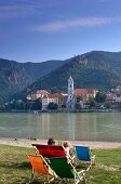 Blick über die Donau bei Dürnstein, Wachau, Niederösterreich, Österreich