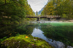Bridge over the Savica River in Ukanc, Triglav National Park, Slovenia