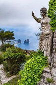 View from Monte Solaro to Capri and the Faraglioni rocks, Capri Island, Gulf of Naples, Italy