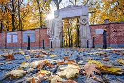 Powazki cemetery, gate of Saint Honorata, main entrance to historical cemetery where many artists and politicians were buried, Warsaw, Mazovia region, Poland, Europe