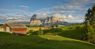 Sassolungo, alpine hut, Alpe di Siusi, South Tyrol, Italy