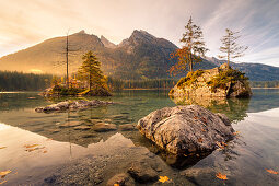 Hintersee in autumn, Berchtesgaden, Bavaria, Germany