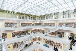 City library, interior view, architect Eun Young Yi, Stuttgart, Baden-Württemberg, Germany