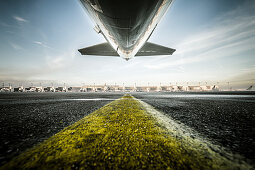 Tail unit of an Airbus A320-200 in the parking position at Munich Airport