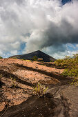 Ash field in front of the Yasur volcano on Tanna, Vanuatu, South Pacific, Oceania