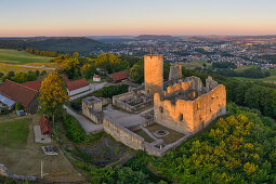 Sunrise at the Wolfstein ruin, Neumarkt in der Oberpfalz, Upper Palatinate, Bavaria, Germany