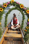 Boat procession on Schlierseer Kirchtag, Schliersee, Upper Bavaria, Bavaria, Germany