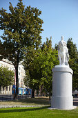 Rider on horse statue on Danube promenade in Bratislava, Slovakia
