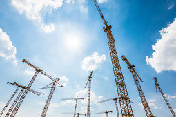 Construction cranes, Hafencity, Hamburg-Mitte, Hamburg, Germany