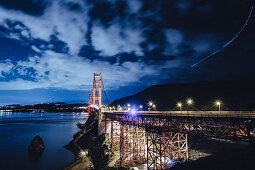 Golden Gate Bridge at night, San Francisco, California, USA, North America, America