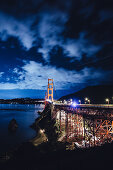 Golden Gate Bridge at night, San Francisco, California, USA, North America, America