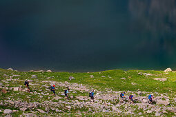 Bergwandern im Naturpark Texelgruppe, das Gebiet der Spronser Seen, Grünsee, Südtirol, Italien
