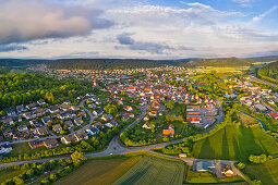 Aerial view of Greding, Roth, Middle Franconia, Franconia, Bavaria, Germany, Europe