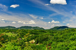 View over the wide landscape with forests and mountains, near Strmec, Croatia