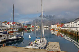 In the port of Henningsvaer, Austvagoey, Lofoten, Nordland, Norway, Europe