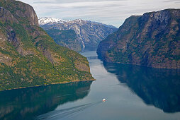 View into the Aurlandsfjorden, Aurlandsfjord, Sogn og Fjordane, Norway, Europe