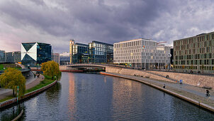 Panoramic view, Spree, Cube, Lehrter Bahnhof, Spreebogen, Berlin, Germany