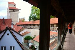 Stadtmauer, Altstadt von Nördlingen, Schwaben, Bayern, Deutschland